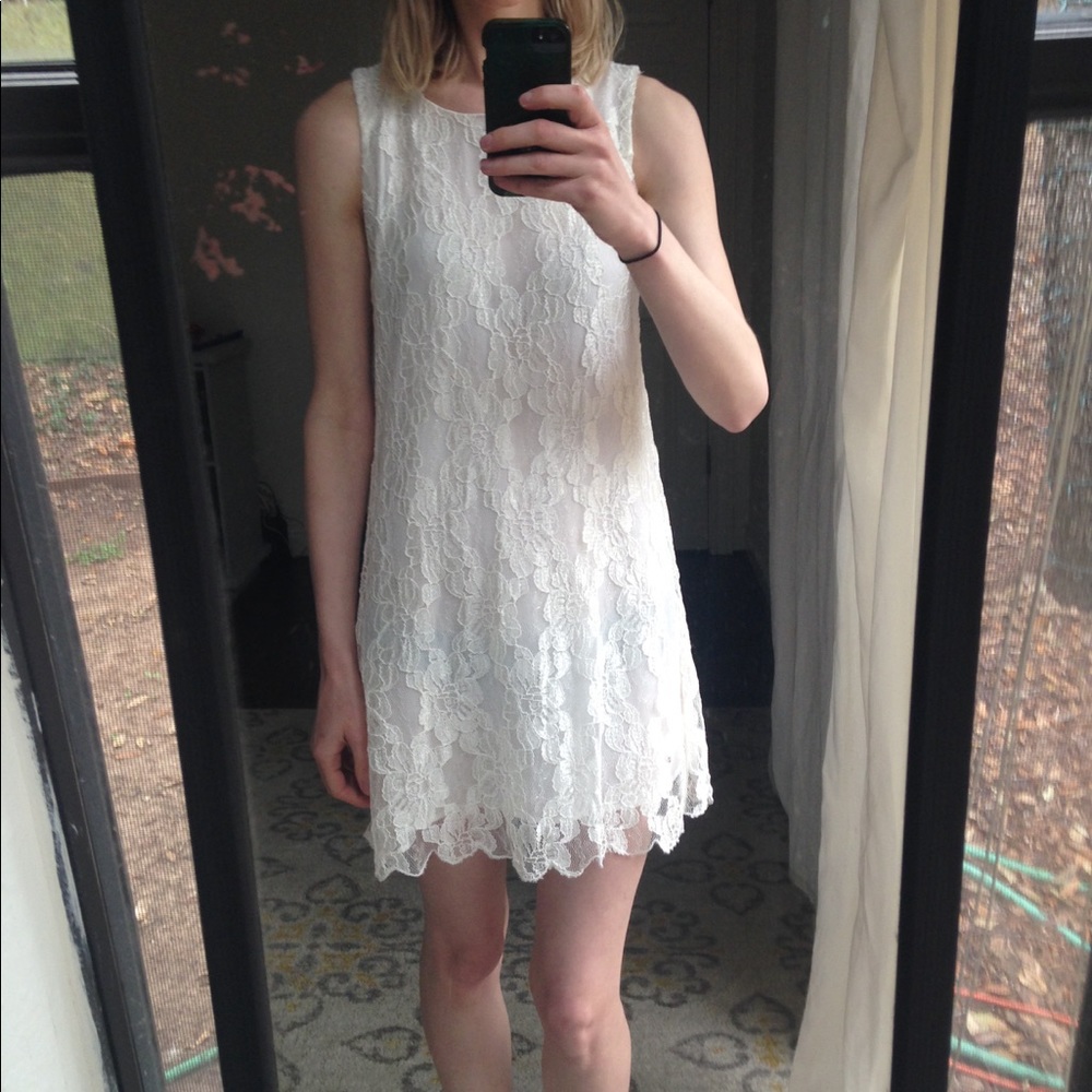 White Lacy C. Luce Party Shift Dress